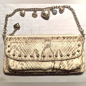 Kathy Van Zeeland Faux Snake Clutch Purse Chain Charm Strap Vintage EUC